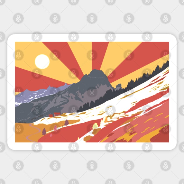 Sunset on moutain Sticker by Mimie20